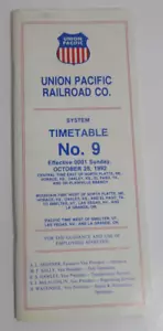 Union Pacific Railroad Fahrplan #9 25.10.1992 - Bild 1 von 1