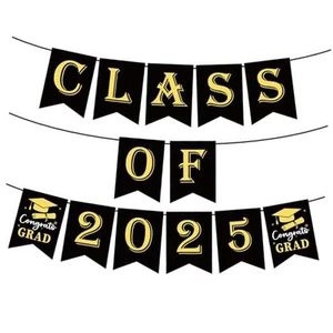 Graduation Decorations Banner Class of 2025-2025 Graduation Party Black - Picture 1 of 7