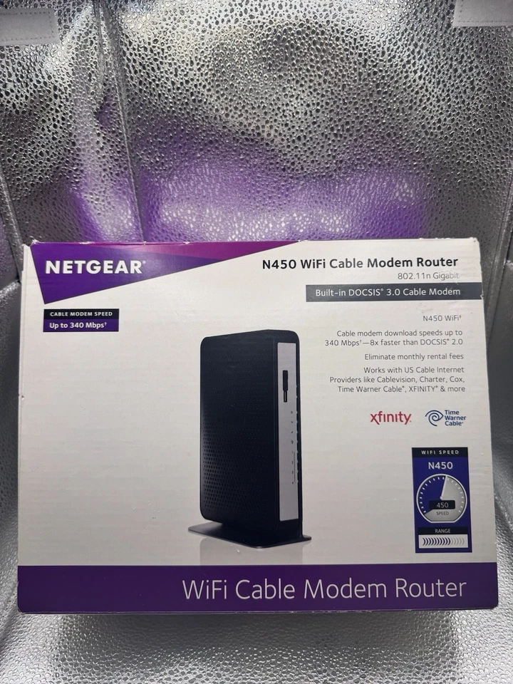 Netgear N450 WiFi Cable Modem Router CG3000DV2 DOCSIS 3.0 Xfinity Spectrum COX - Image 1 of 4