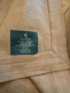 Manta de cama Ralph Lauren camel 100 % lana tamaño queen 88x88 marrón EXCELENTE de colección - Imagen 1 de 7