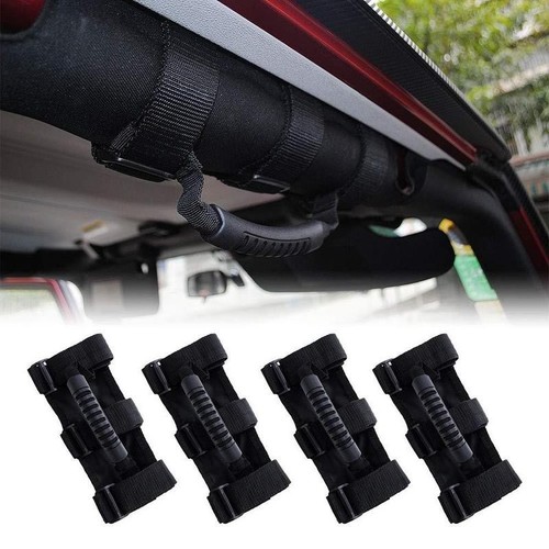 Set Of 4 Black Roll Bar Grab Handles For Jeep Wrangler (Fits YJ, TJ, JK, JL Models) - View #2