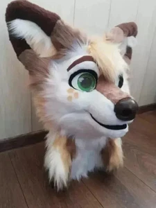 Fursuit Long Fur Husky Fox Mascot Head Party Halloween Fur Cosplay - Picture 1 of 3