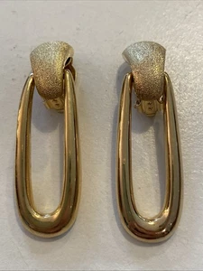 VINTAGE AUTHENTIC ST.JOHN DOOR KNOCKERS CLIP EARRINGS SHINY & FLORENTINE  - Picture 1 of 17