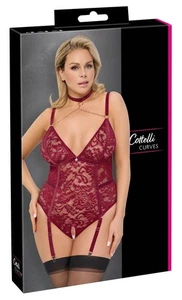 CORSET  TEDDY  PLUS SIZE CAMI STYLE O CROTCH  LACE BURGUNDY  XL-4X - Picture 1 of 5