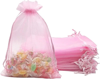 Algodón Caramelo ROSA 25 Bolsas de Organza 5 x 7 Pulgadas Favor de Boda Regalo de Cumpleaños Caramelo Foto 1 de 4