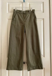 Everlane Army Green Cropped Wide Leg Chino Pants Pockets Front and Back Size 8 - Picture 1 of 6