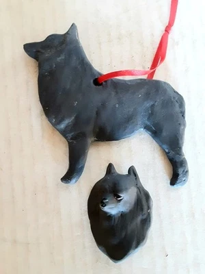 Художественный оригинальный фарфоровый орнамент Schipperke или настенный декор и брошь D. Eddy - Изображение 1 из 2