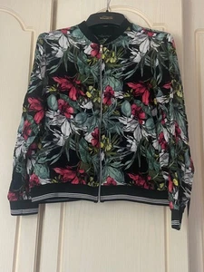 DOROTHY PERKINS DARK FLORAL BOMBER JACKET - SIZE 16 - Picture 1 of 5