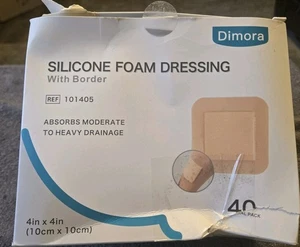 Medicazione in Schiuma Silicone con Bordo Confezione da 40, Adesivo 4"x4" Medicazione Ferita  - Foto 1 di 8