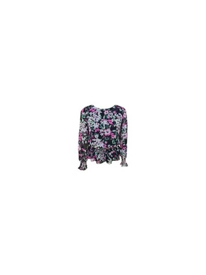 Blusa feminina BAR III preta floral manga longa gola redonda XS - Imagem 1 de 4