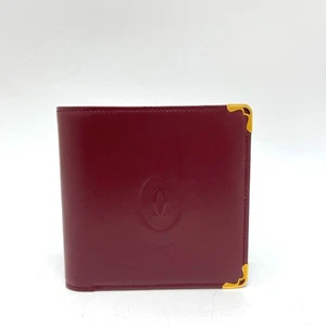 CARTIER Must de Line Wallet Wallet Folded wallet Leather wine-red - Picture 1 of 12
