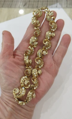 Gold Plated Rhinestone Choker Necklace Sparkly Bridal 18" Foto 1 de 4