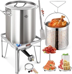 64QT Stainless Steel Pot with 200,000 BTU Propane Burner and Paddle - Picture 1 of 6