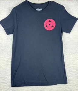 Sharingan Sasuke Uchiha Graphic T-Shirt Boys Size S Naruto Shippuden Black Tee - Picture 1 of 6