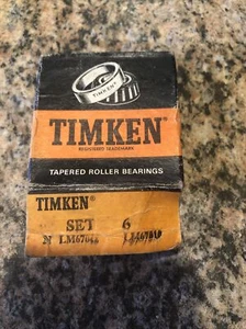 Vintage Timken Tapered Roller Bearings LM67044 Cup and Cone Bearing In Box. Set6 - Picture 1 of 4