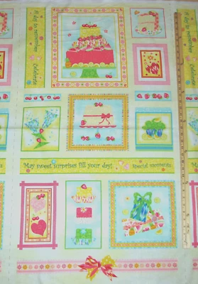 Frosted Fondant Cupcake Cup Cake Dessert Fabric Panel 23"  #7047 - Image 1 of 4