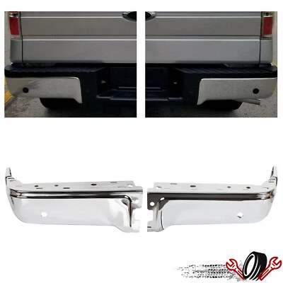For 2009-2014 Ford F-150 NEW Chrome Left Right Steel Rear Bumper End Caps Foto 1 de 4