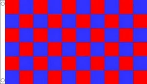 RED and ROYAL BLUE CHECK FLAG 5' x 3 Checkered Chequered Aldershot Town Football - Picture 1 of 1