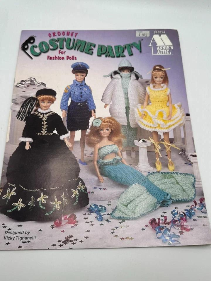 AA Crochet Patterns Fashion Doll COSTUME PARTY for 11-1/2" Barbie Mermaid Police - Image 1 of 2