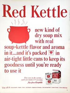PRINT AD Red Kettle Dry Soup Mix Airtight Cans 1962 10.5x13 Campbells - Picture 1 of 1