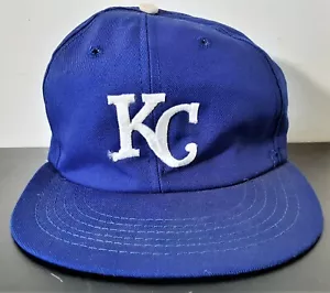 Vintage Annco Kansas City Royals Hat RARE Blue MLB Elastic Cap VTG 70s 80s USA - Picture 1 of 10