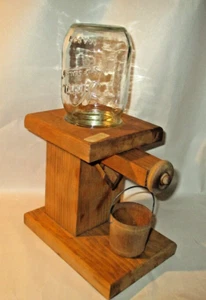 Vintage Wooden Gumball Nut Candy Dispenser w/ Mason Jar Top & Magnetic Bucket - Picture 1 of 24