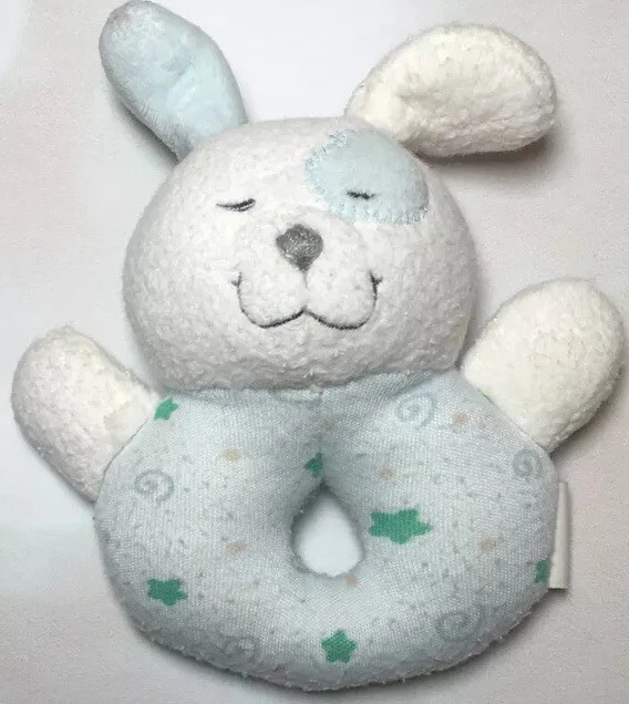 Vtg Kids II Blue Puppy Dog Plush Ring Rattle Stuffed Animal Soft Baby Toy - Image 1 of 2