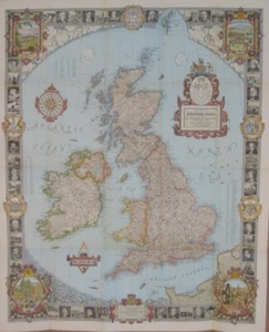 1937 King George VI Coronation Map BRITISH ISLES IRISH FREE STATE England Wales - Picture 1 of 10