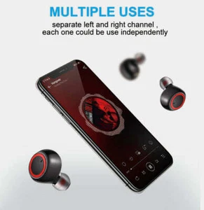 Bluetooth 5.0 Headset TWS Wireless Earphones Mini Earbuds Stereo Headphones IPX8 - Picture 1 of 12