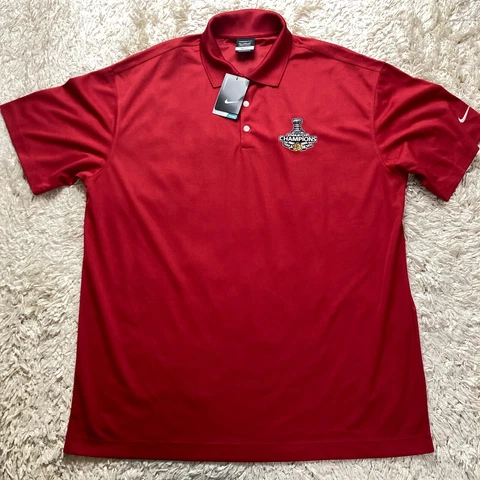 Chicago Blackhawks Polo Shirt Mens 2XL Nike Golf Dri-Fit Stanley Cup Champions Cover