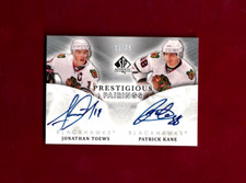2011-12 SP AUTHENTIC Jonathan Toews / Patrick Kane PRESTIGIOUS PAIRINGS AUTO /35