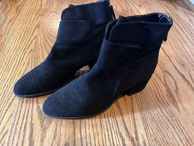 Sesto Meucci Mujer Talla 11 M Botines Botín Negro Gamuza Cremallera Hecho en Italia Foto 1 de 4