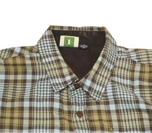 Volcom Men's Size - L Brown Blue Plaid Short Sleeve Button Up Shirt - Picture 1 of 6