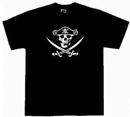 Kids Jolly Roger Skull & Swords Pirate T-Shirt Black  - Image 1 of 1