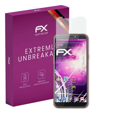 atFoliX Glass Protective Film for HTC Desire 12s Glass Protector 9H Hybrid-Glass - Image 1 of 4