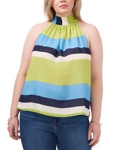 MSRP $59 1.State Plus Size Printed Tie-Neck Top Blue & Green Size 0X - Picture 1 of 1