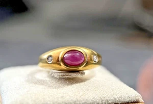 333 Gold Ring Mit Rubin & Diamanten Gelbgold 8 Karat Gr. 56,5 2,3g - Bild 1 von 9