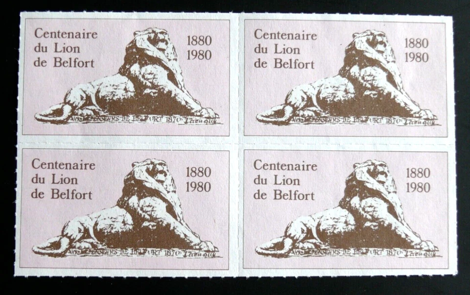 FRANCE ERINNOPHILIE : VIGNETTE CENTENAIRE DU LION DE BELFORT 1880 / 1980 NEUF SG - Photo 1/1