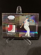 2004 C.C. SABATHIA LEAF CERTIFIED MIRROR BLACK GU LOGO JERSEY PATCH 1/1 See Pics
