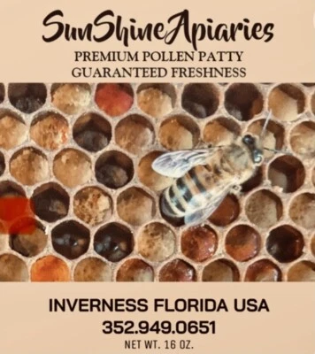 ULTRABEE Ultra-Bee 60% Protein Premium 1 Lb. Pollen Patty with Hive Rx Essential Oils