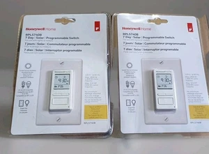 (2) Honeywell Home Solar 7-Day Programmable Switch RPLS740B - Picture 1 of 3