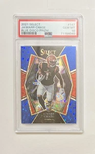 2021 Select Jamarr Chase 147 Blue Disco Prizm RC # 08 /25 Bengals Pop 5 PSA 10 - Picture 1 of 3