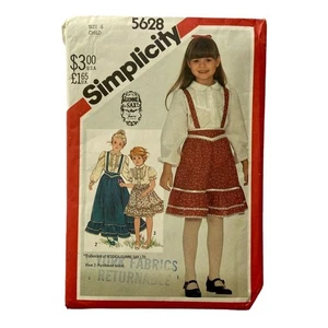 Gunne Sax Pattern Childs Blouse Skirt Suspenders Size 6 Simplicity 5628 Uncut - Picture 1 of 3