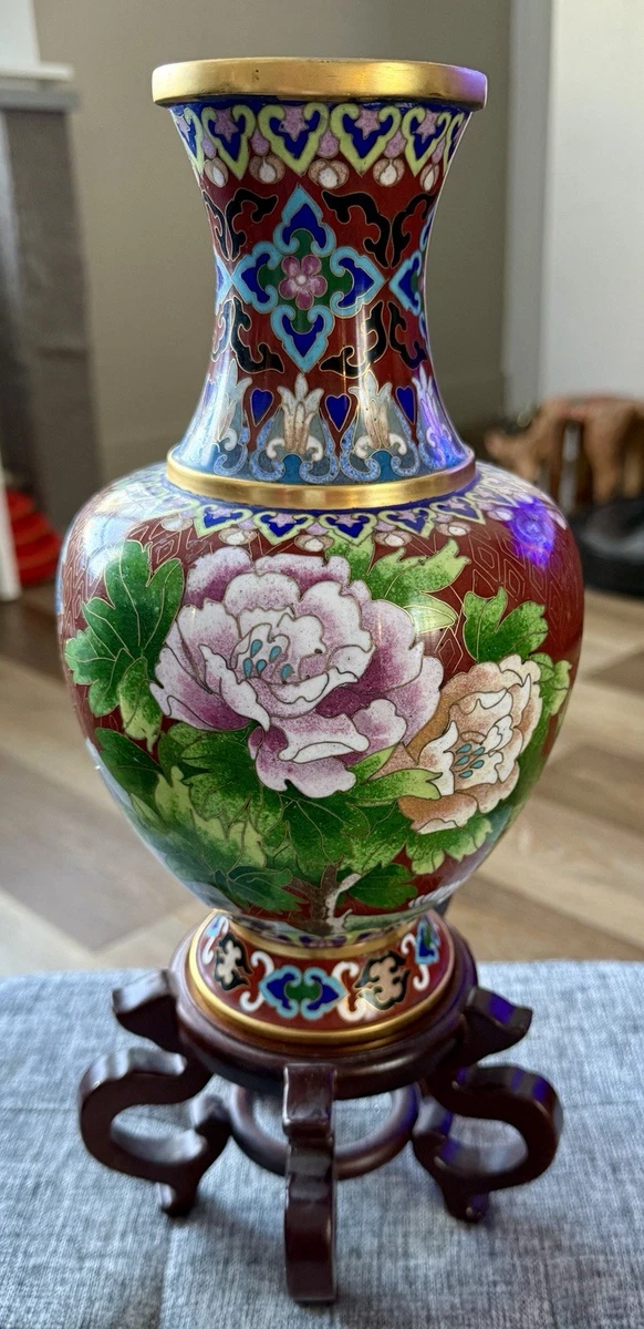 红色日本古董花瓶| eBay