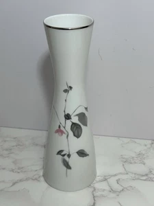 VTG. Rosenthal Germany 9” Bud Vase MCM Porcelain Pink Gray Floral  - Picture 1 of 11