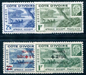 COTE D IVOIRE 1941 YVERT 169-170,175-176 ** MINT IMMACULATE SET (F6243 - Picture 1 of 2
