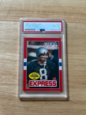 1985 Topps USFL Steve Young Card PSA 8 - Image 1 of 2