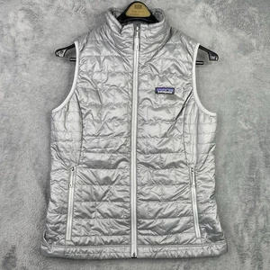 Patagonia Vest Womens Small Gray Nano Puffer Jacket Quilted Primaloft Zip *LOGO* - Picture 1 of 15