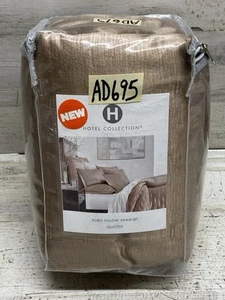 Hotel Collection Glint (2) Euro Pillow Shams Quilted Gold Set New - Picture 1 of 4