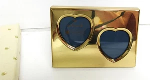Marco de doble corazón vintage de latón macizo sello original 3" x 4" - hecho en Corea - Imagen 1 de 3